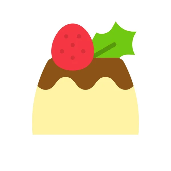 Полуничний Пудинг Значок Тумблером Різдвяний Харчовий Набір Плоский Дизайн — стоковий вектор