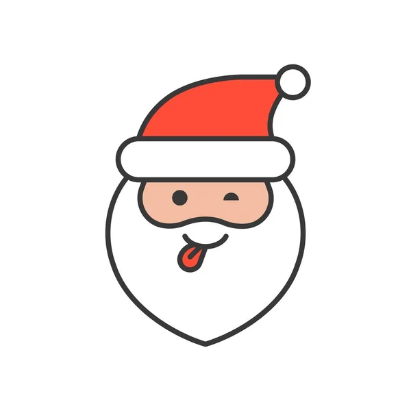 Niedliches Weihnachtsmann Emoticon Gefüllte Umrisse Design Vektor Illustration — Stockvektor