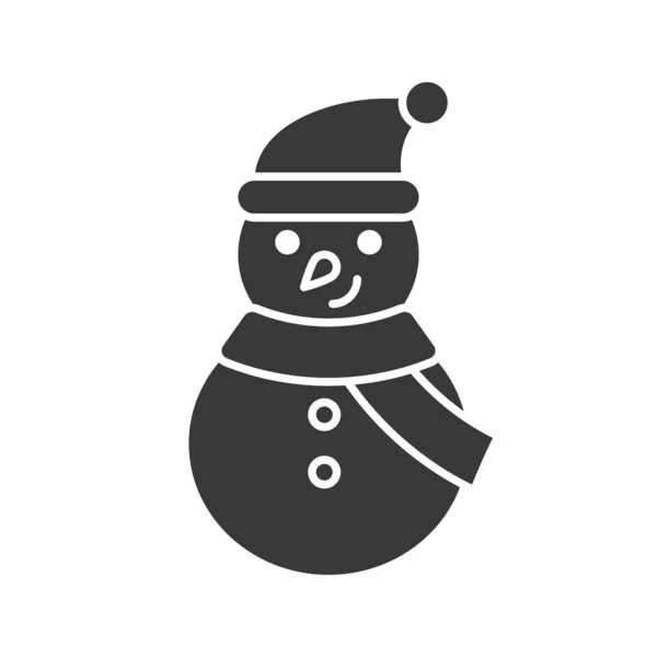 Lustiger Schneemann Solidem Outline Icon Winter Und Weihnachtskonzept — Stockvektor