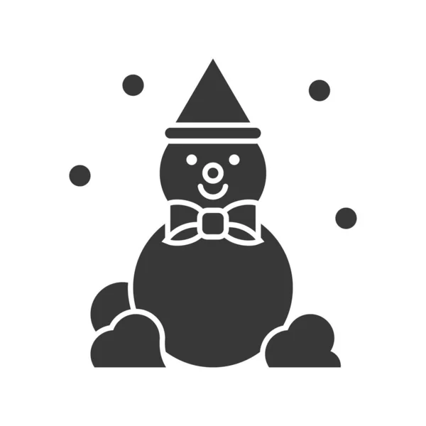 Bonhomme Neige Drôle Dans Icône Contour Solide Concept Hiver Noël — Image vectorielle