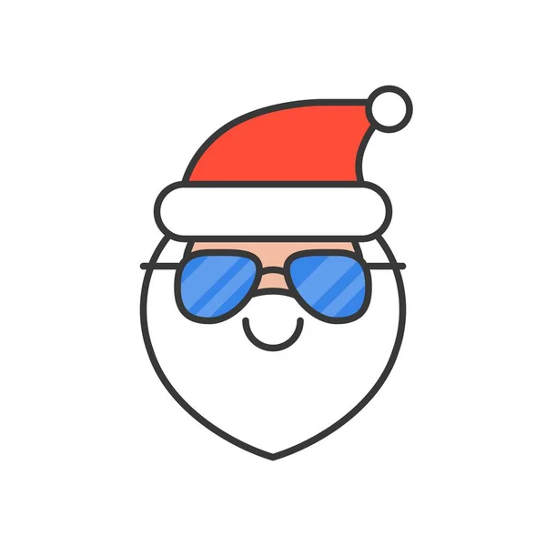 Emoticon Bonito Papai Noel Ilustração Vetor Desenho Esboço Preenchido — Vetor de Stock