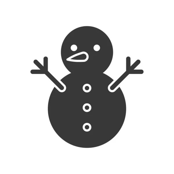 Funny Snowman Solid Outline Icon Winter Christmas Concept — Stock Vector