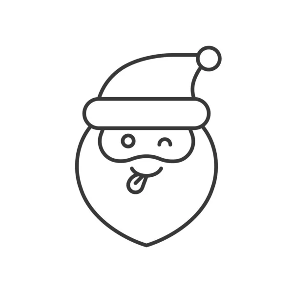 Emoticon Bonito Papai Noel Ilustração Vetor Design Linha —  Vetores de Stock