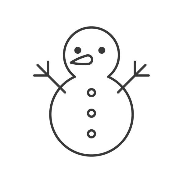 Funny Snowman Outline Icon Winter Christmas Concept — Stock Vector