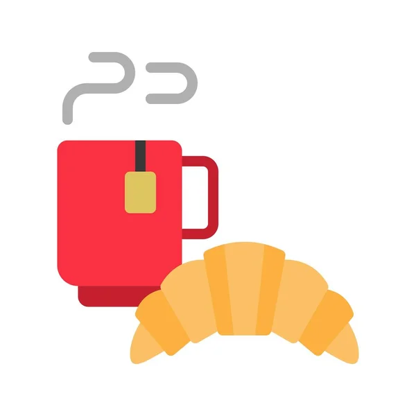 Eenvoudige Pictogram Van Thee Een Croissant Vectorillustratie Kerstmis Concept — Stockvector