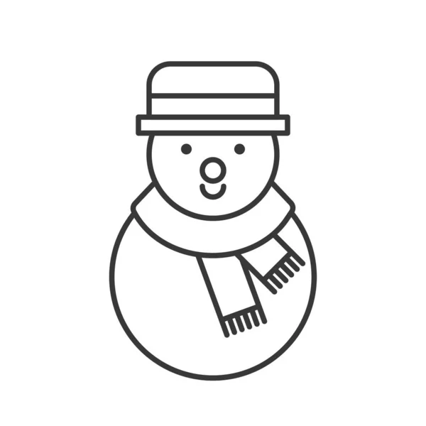 Funny Snowman Outline Icon Winter Christmas Concept — Stock Vector