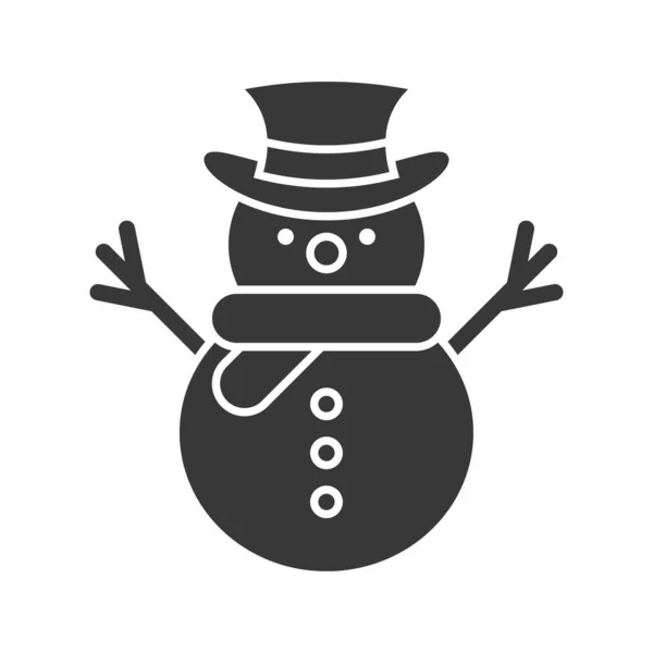 Lustiger Schneemann Solidem Outline Icon Winter Und Weihnachtskonzept — Stockvektor