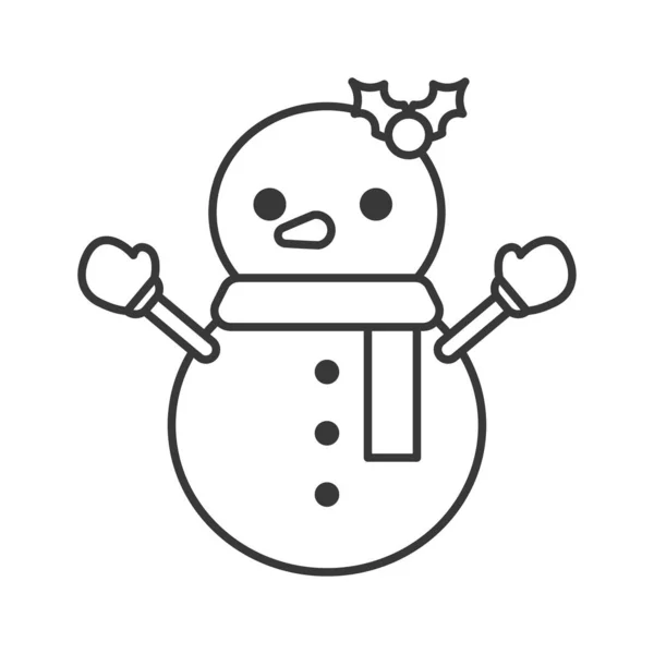 Смешной Снеговик Очертания Икона Зима Рождество Концепции — стоковый вектор