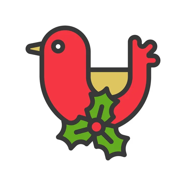 Simple Icon Red Bird Vector Illustration Christmas Concept — Stock Vector