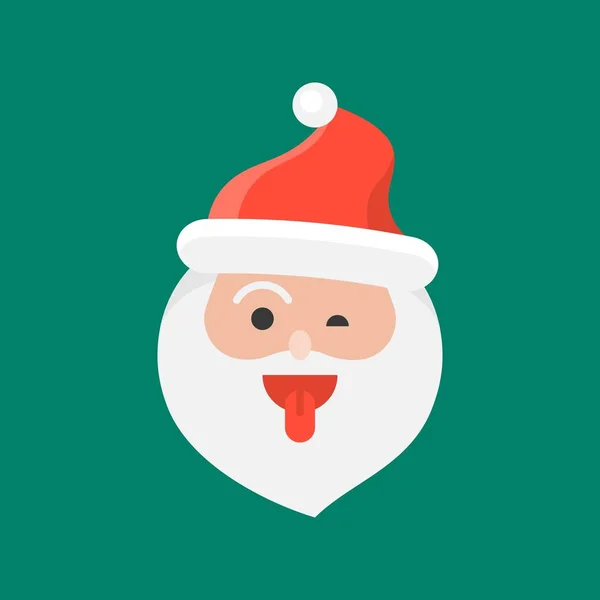 Schattige Kerstman Emoticon Platte Ontwerp Vectorillustratie — Stockvector