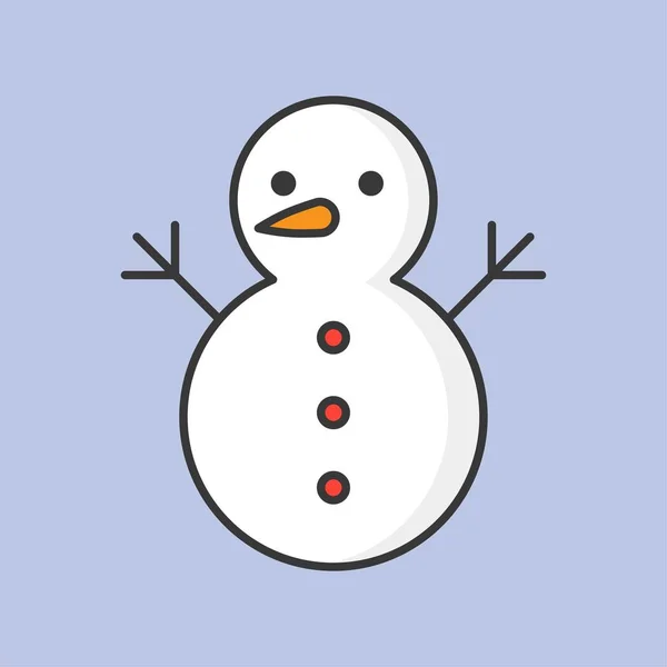 Snowman Outline Icon Violet Background Winter Christmas Concept — Διανυσματικό Αρχείο