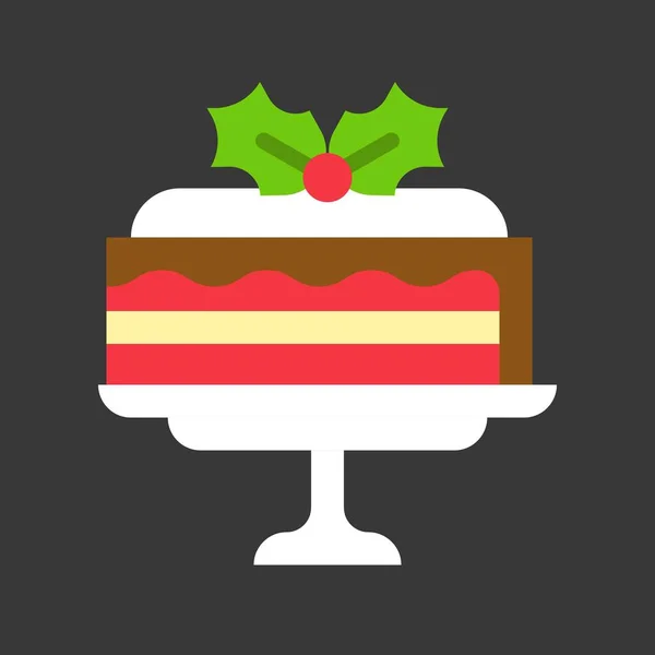 Decoración Torta Capas Navidad Icono Con Muérdago — Archivo Imágenes Vectoriales