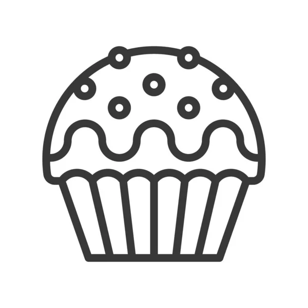 Cup Cake Pictogram Kerstdecoratie Met Snoep Bewerkbare Overzicht — Stockvector