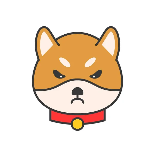 Shiba Inu Emoticon Illustrazione Vettoriale Progettazione Contorno Pieno — Vettoriale Stock