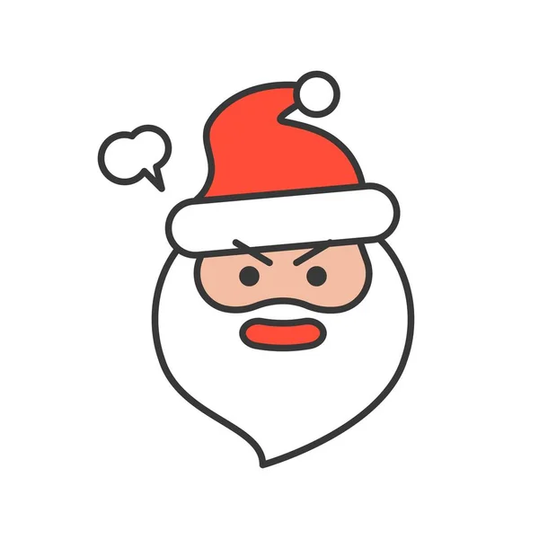 Emoticon Bonito Papai Noel Ilustração Vetor Desenho Esboço Preenchido — Vetor de Stock