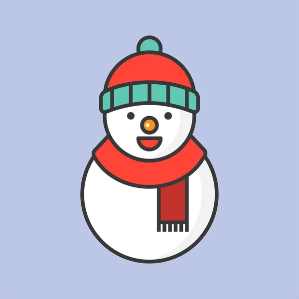 Иконка Снеговика Фиолетовом Фоне Концепция Зимы Рождества — стоковый вектор