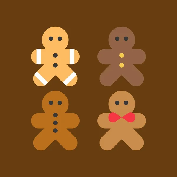 Simple Icon Gingerbread Men Vector Illustration Christmas Concept — Stock Vector