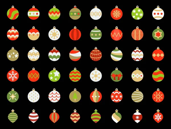 Einfache Christbaumkugeln Icons Set Vektorillustration — Stockvektor