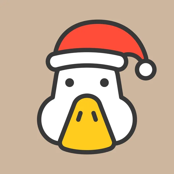 Illustration Vectorielle Canard Adorable Chapeau Père Noël Sur Fond Coloré — Image vectorielle