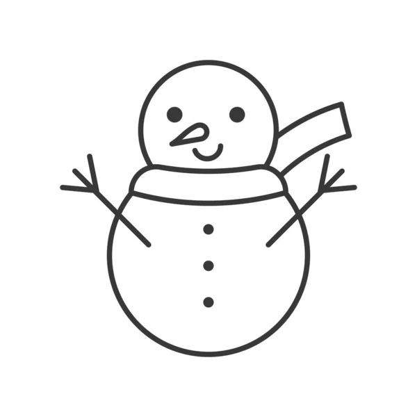 Funny Snowman Outline Icon Winter Christmas Concept — Stock Vector