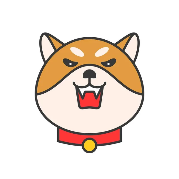 Shiba Inu Emoticon Заполненная Векторная Иллюстрация Контура — стоковый вектор