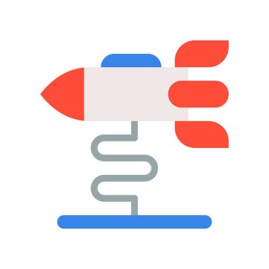 Roket yolculuğu vektör simgesi, eğlence parkı düz tasarım ilgili.