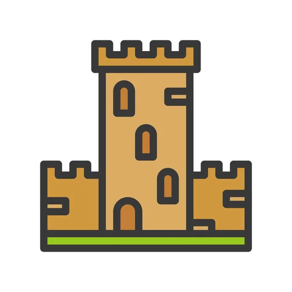 Castle Vector Icon Filled Outline Design Editable Stroke — Stock Vector