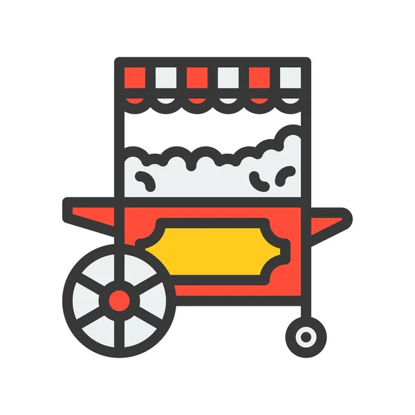 Popcorn Cart Vector Icon Filled Outline Design Editable Stroke — Stock Vector