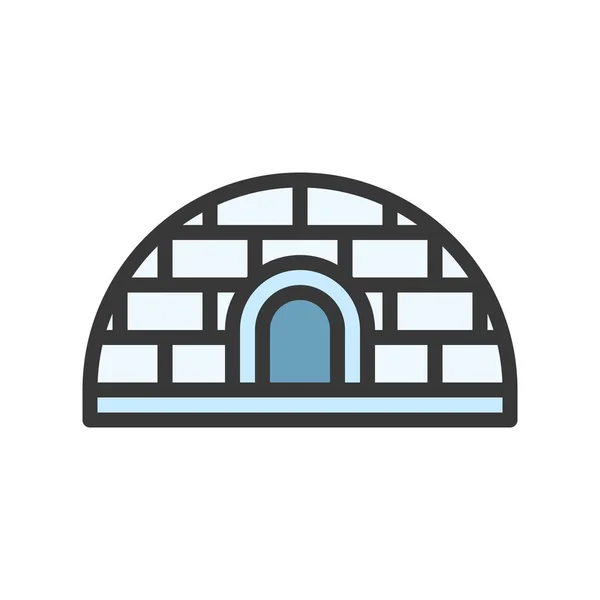 Ícono Del Vector Igloo Casa Nieve Diseño Contorno Lleno Carrera — Vector de stock