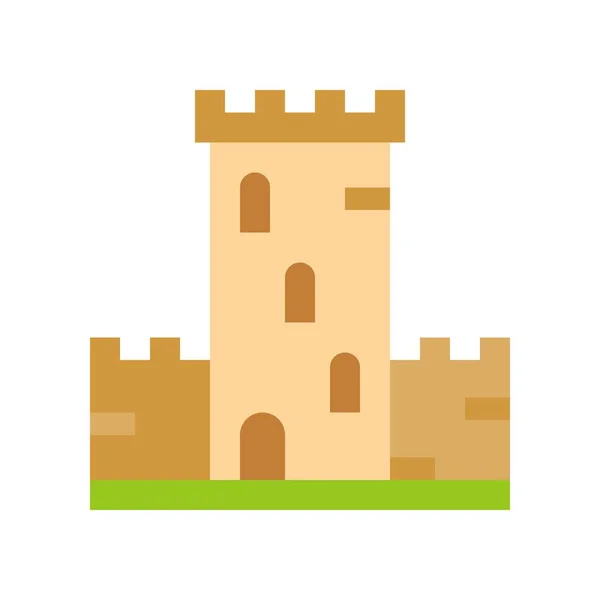 Castillo Icono Vector Parque Atracciones Relacionados Con Diseño Plano — Vector de stock