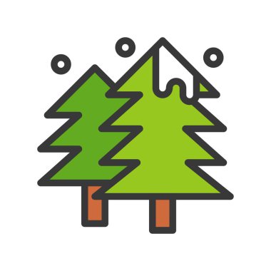 çam ağaçları, vektör çizim, Noel kavramı basit simgesi