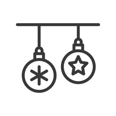 Noel baubles, vektör çizim, Noel kavramı asılı basit simgesi