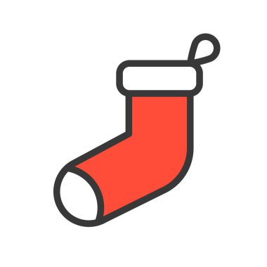 Noel çorap, vektör çizim, Noel kavramı basit simgesi