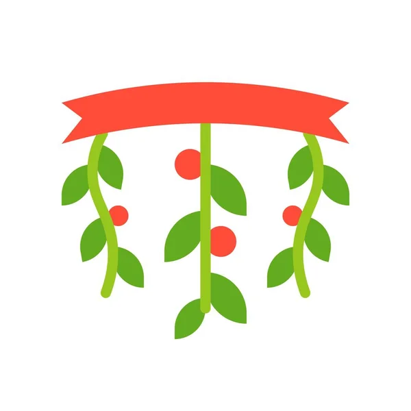 Icono Simple Muérdago Con Cinta Ilustración Vectorial Concepto Navidad — Vector de stock