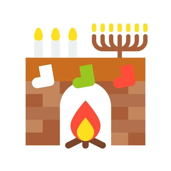 Icono Simple Chimenea Decorada Vacaciones Vector Ilustración Concepto Navidad — Vector de stock