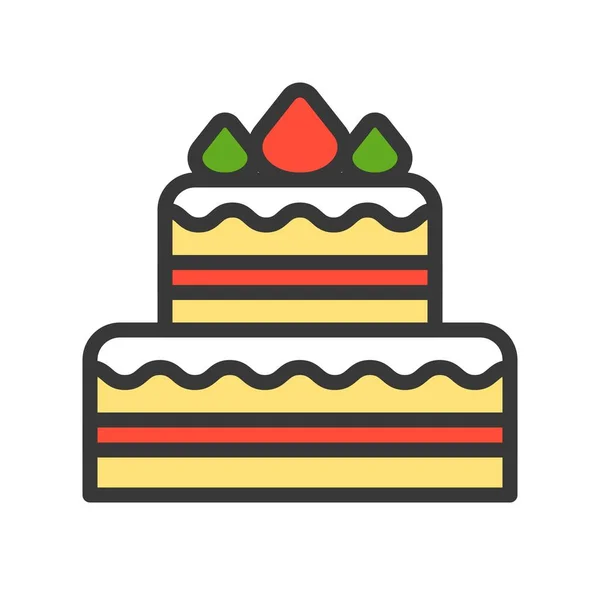 Simple Icon Cake Vector Illustration Christmas Concept — Stock Vector