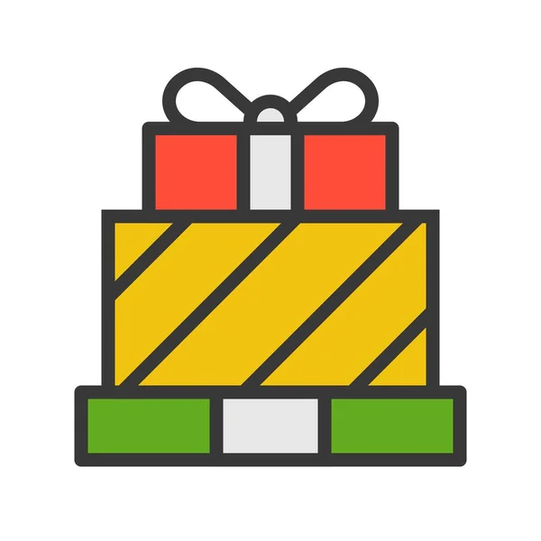 Icono Simple Cajas Regalo Ilustración Vectorial Concepto Navidad — Vector de stock