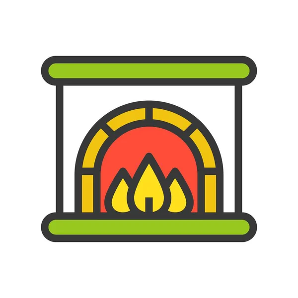 Simple Icon Fireplace Vector Illustration Christmas Concept — Stock Vector