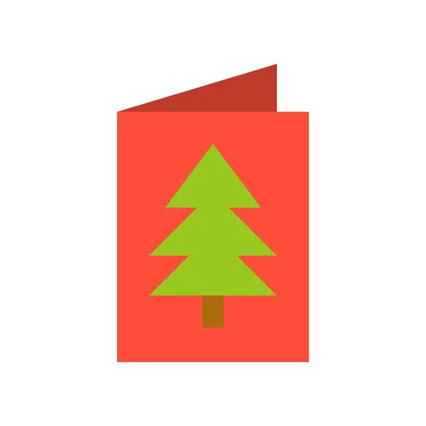 Icono Simple Tarjeta Felicitación Con Árbol Navidad Vector Ilustración Concepto — Vector de stock