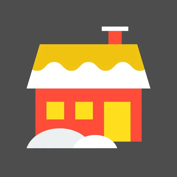 雪に覆われた家 ベクトル図では クリスマスのコンセプトのシンプルなアイコン — ストックベクタ