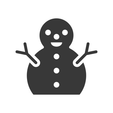 kardan adam, vektör çizim, Noel kavramı gülümseyerek basit simgesi