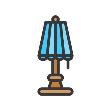 Fener veya lamba vektör simgesi, dolgulu tasarım düzenlenebilir kontur