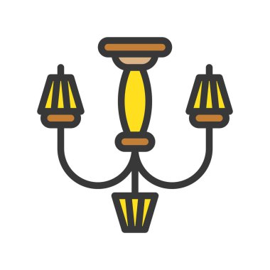 Fener veya lamba vektör simgesi, dolgulu tasarım düzenlenebilir kontur