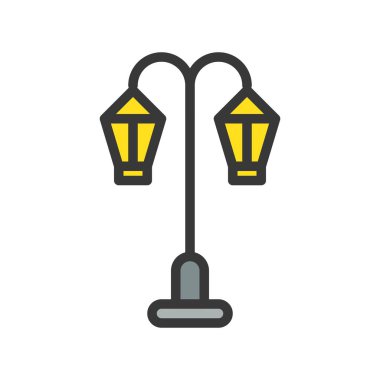 Fener veya lamba vektör simgesi, dolgulu tasarım düzenlenebilir kontur