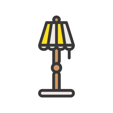 Fener veya lamba vektör simgesi, dolgulu tasarım düzenlenebilir kontur