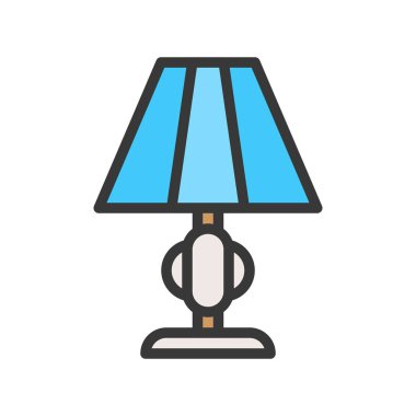 Fener veya lamba vektör simgesi, dolgulu tasarım düzenlenebilir kontur