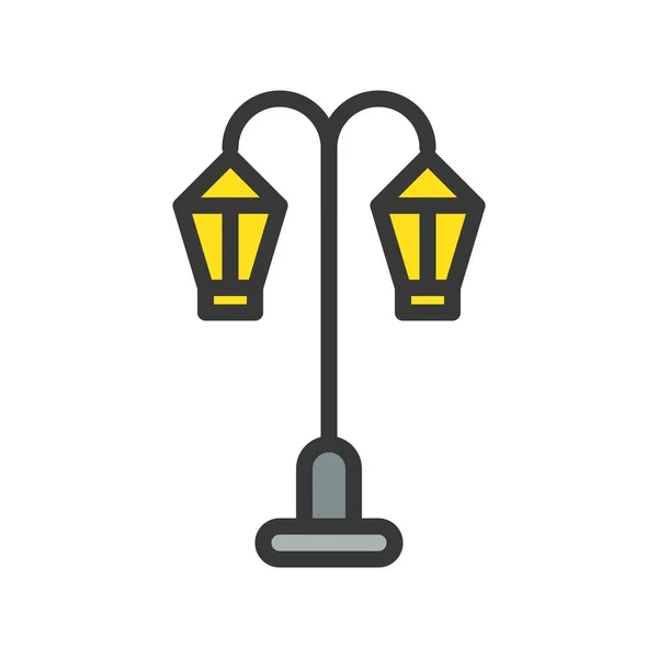 Фонарь Вектор Лампы Значок Заполненный Дизайн Редактируемый Штрих — стоковый вектор