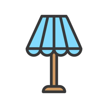 Fener veya lamba vektör simgesi, dolgulu tasarım düzenlenebilir kontur