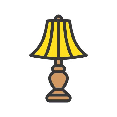 Fener veya lamba vektör simgesi, dolgulu tasarım düzenlenebilir kontur