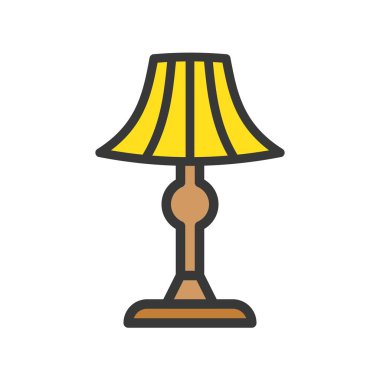 Fener veya lamba vektör simgesi, dolgulu tasarım düzenlenebilir kontur